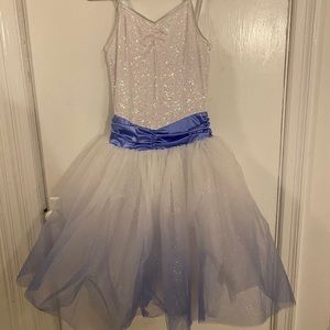 White and blue princess dress
